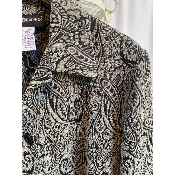 Sag Harbor Jacket Vintage 90's Brocade Paisley Black Tapestry Oblong Buttons 8 - Picture 9 of 9